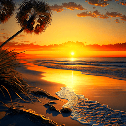 Sonnenuntergang am Meer - Malen nach Zahlen