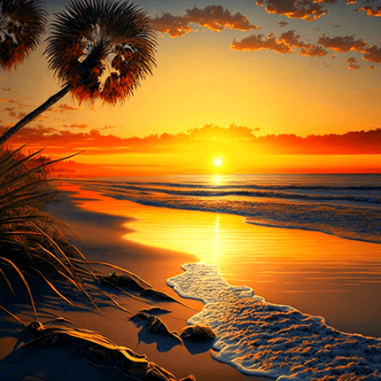 Sonnenuntergang am Meer - Malen nach Zahlen