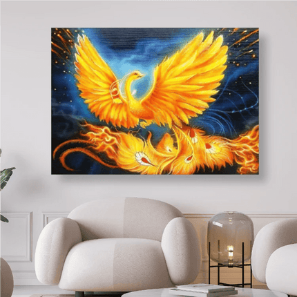 Stehender Feuervogel in Gold/Gelb Phoenix - 5D DIY Diamond Painting