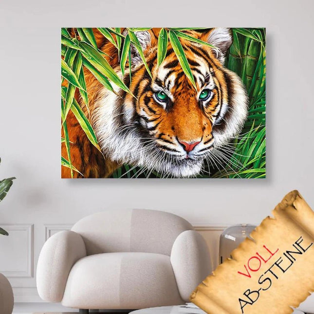 Tiger im Gras - Voll AB 5D DIY Diamond Painting