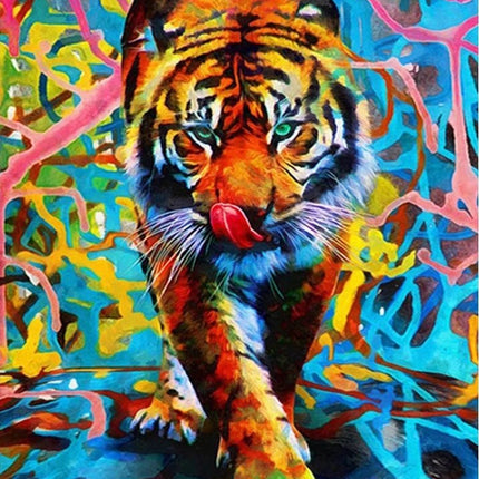 Tiger in abstrakter Umgebung - Voll AB 5D DIY Diamond Painting