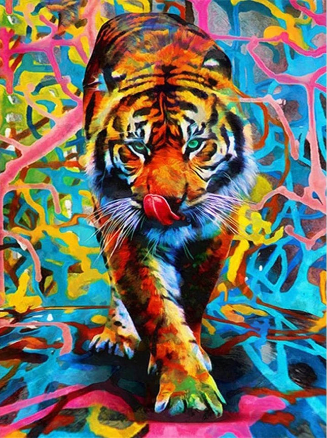 Tiger in abstrakter Umgebung - Voll AB 5D DIY Diamond Painting
