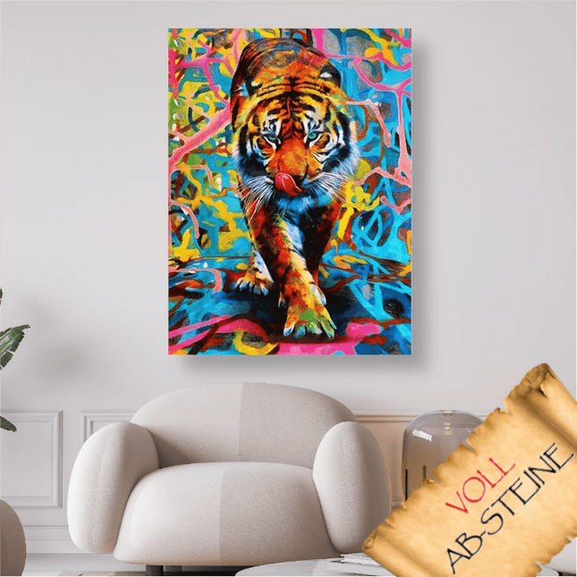 Tiger in abstrakter Umgebung - Voll AB 5D DIY Diamond Painting