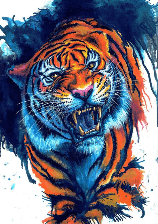 Tiger in Angriffsstellung - 5D DIY Diamond Painting