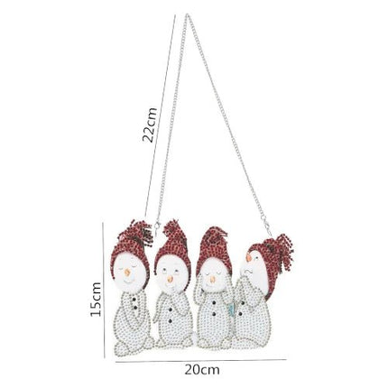 Vier süsse Schneemänner Aufhänger - Diamond Painting