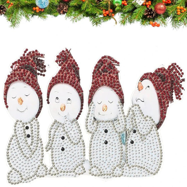 Vier süsse Schneemänner Aufhänger - Diamond Painting