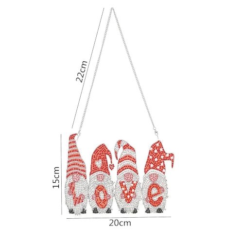 Vier Weihnachtswichtel Love Aufhänger - Diamond Painting