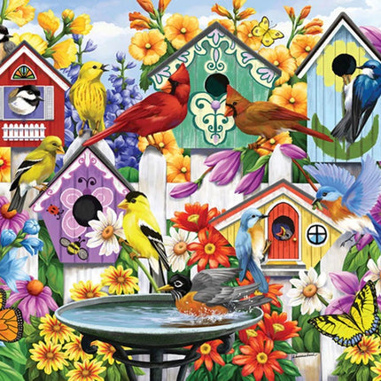 Vogelpärchen im Blumenmeer - Voll AB 5D DIY Diamond Painting