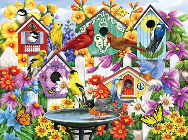 Vogelpärchen im Blumenmeer - Voll AB 5D DIY Diamond Painting