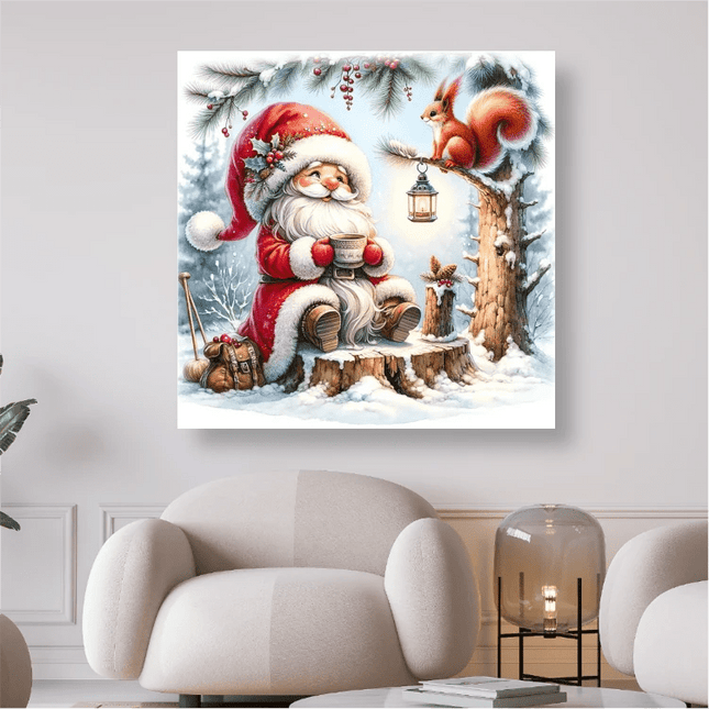 Weihnachtsmann mit Eichhörnchen - 5D DIY Diamond Painting