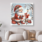 Weihnachtsmann mit Eichhörnchen im Wald - 5D DIY Diamond Painting