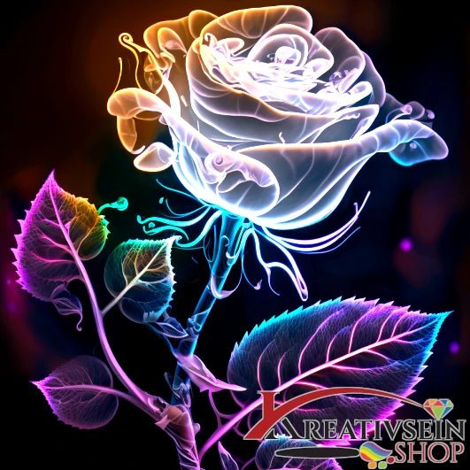 Weisse Rose in leuchtend - Malen nach Zahlen