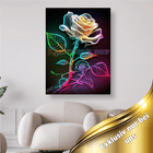 Weisse Rose mit regenbogenfarbigen Stiel - 5D DIY Diamond Painting