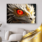 Weisser Drachenkopf mit roten Augen - 5D DIY Diamond Painting