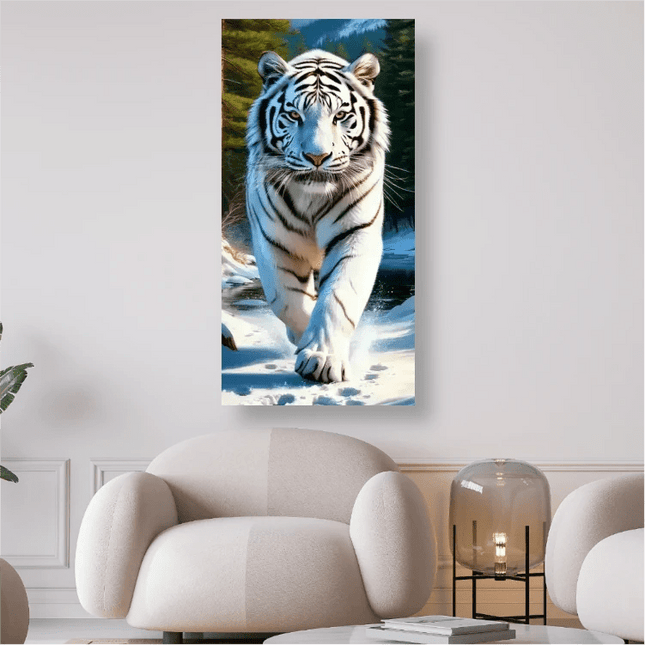 Weisser Tiger im Schnee - 5D DIY Diamond Painting