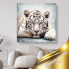 Weisser Tiger mit blauen Augen - 5D DIY Diamond Painting