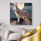 Weisser Wolf mit Mond - 5D DIY Diamond Painting