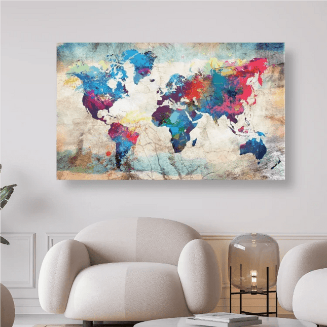 Weltkarte Grün Blau - 5D DIY Diamond Painting