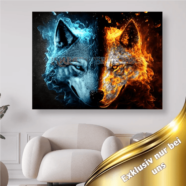 Wolfskopf Wasser Feuer - 5D DIY Diamond Painting