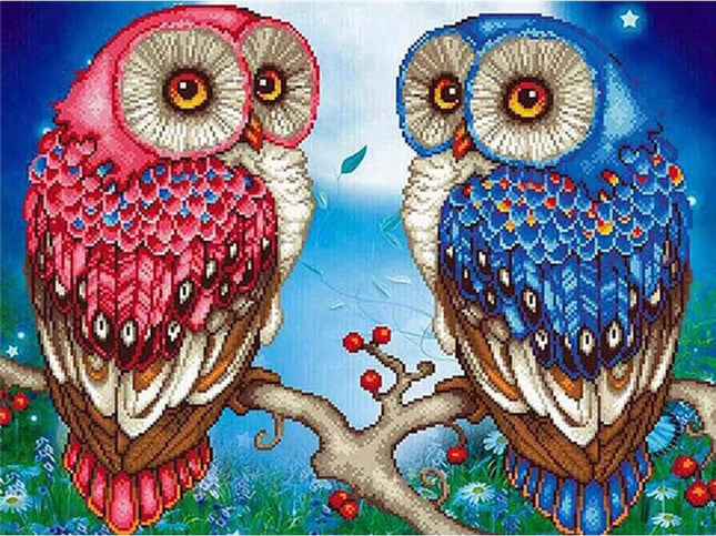 Zwei Eulen - Voll AB 5D DIY Diamond Painting